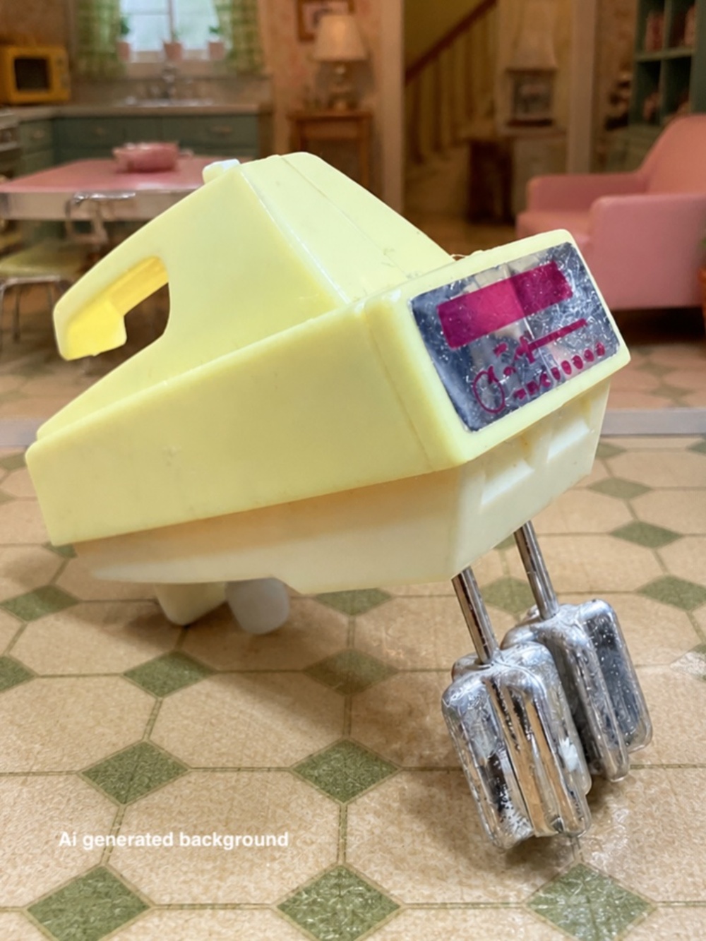 1986 MATTEL, INC. Wind-Up Toy Barbie Kitchen Mixer
